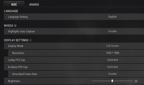 PUBG resolution settings