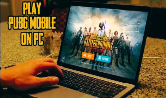 PUBG Mobile is running on laptop and a text is written how to play PUBG Mobile on pc or laptop. in other words this image is all about that how to play pubg on laptop or desktop. 