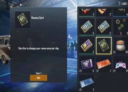 PUBG Rename card in inventory