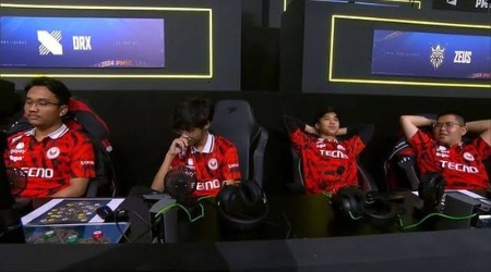 image featuring players of team DRX from yellow group are sitting on their seats on day 2 of group stage of the yellow group in PMGC 2024.